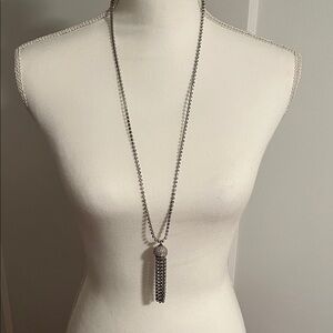 Banana Republic Elegant Silver Tassel Necklace